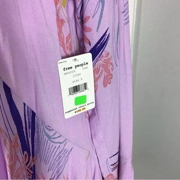 Free People Size Small Lilac Clear Skies Floral Cold Shoulder Tunic Mini Dress - Picture 4 of 6